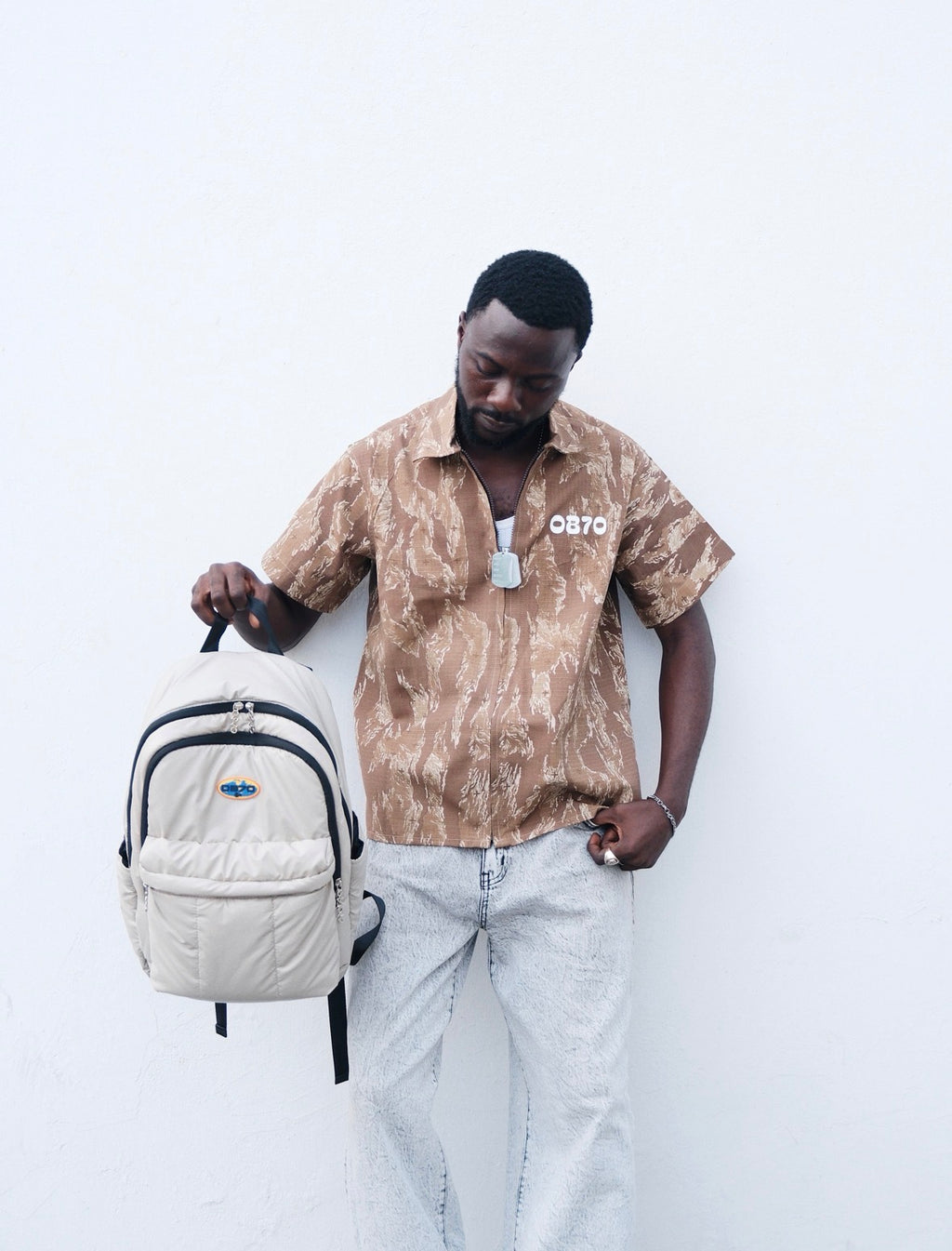 OB70 water repellent backpack with custom zippers