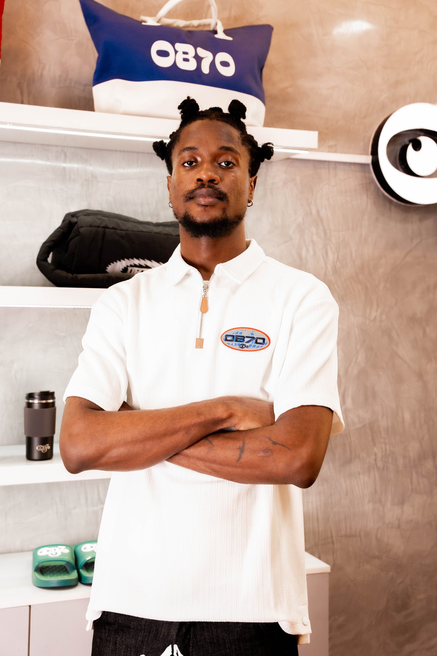 Globe Logo Textured Polo [White]