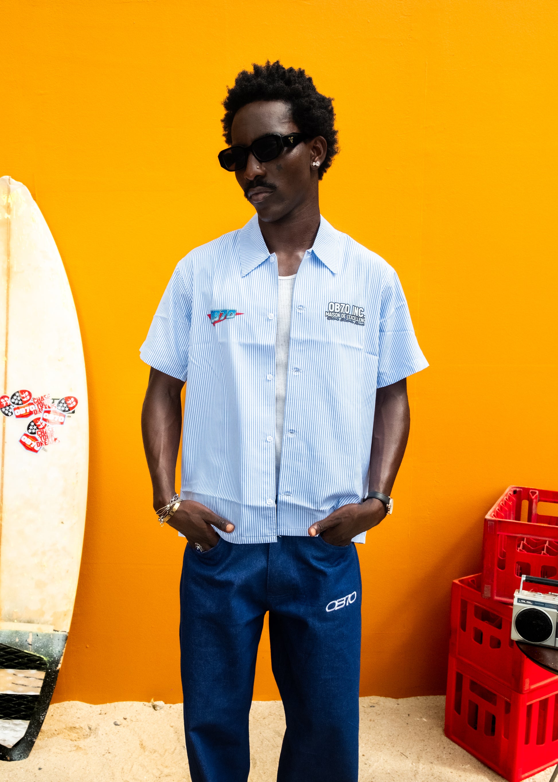 OB70 INC Boxy Shirt [Blue Stripe]