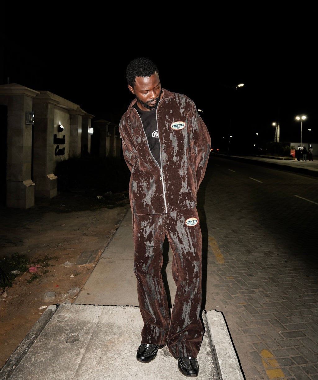 Coffee Brown Distressed Suede Set