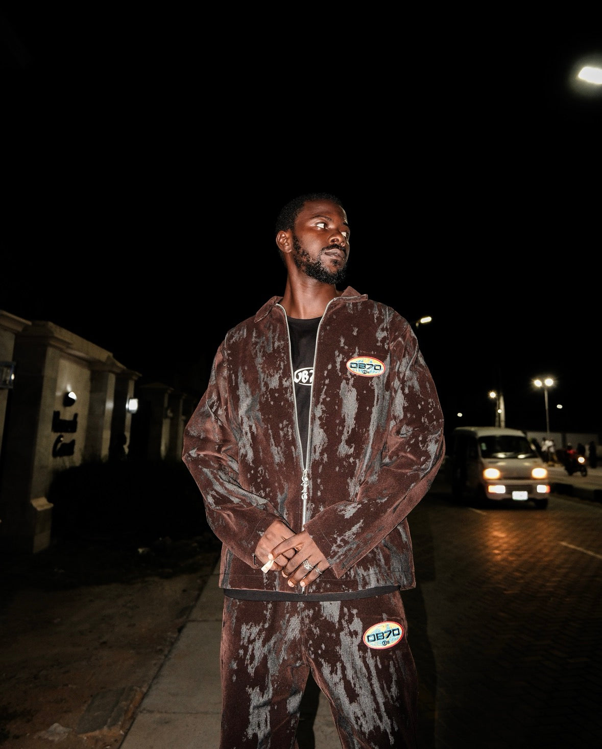 Coffee Brown Distressed Suede Set