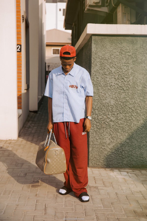 OB70 College Boxy Shirt, OB70 trucker cap and OB70 Logo Wine Sweatpant