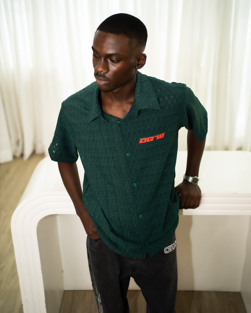 Lace Boxy Shirt (Green)