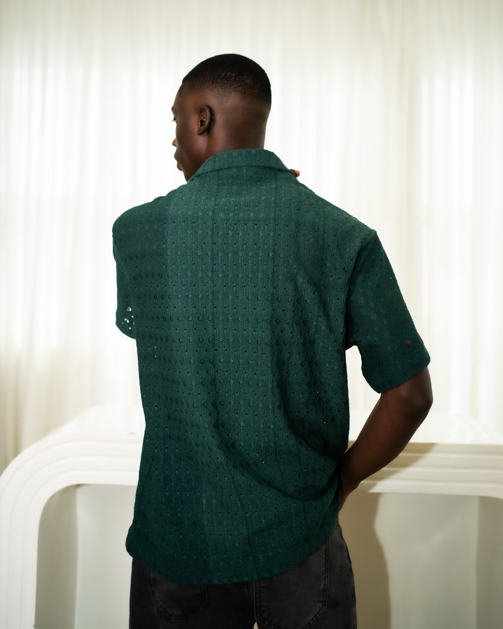 Lace Boxy Shirt (Green)