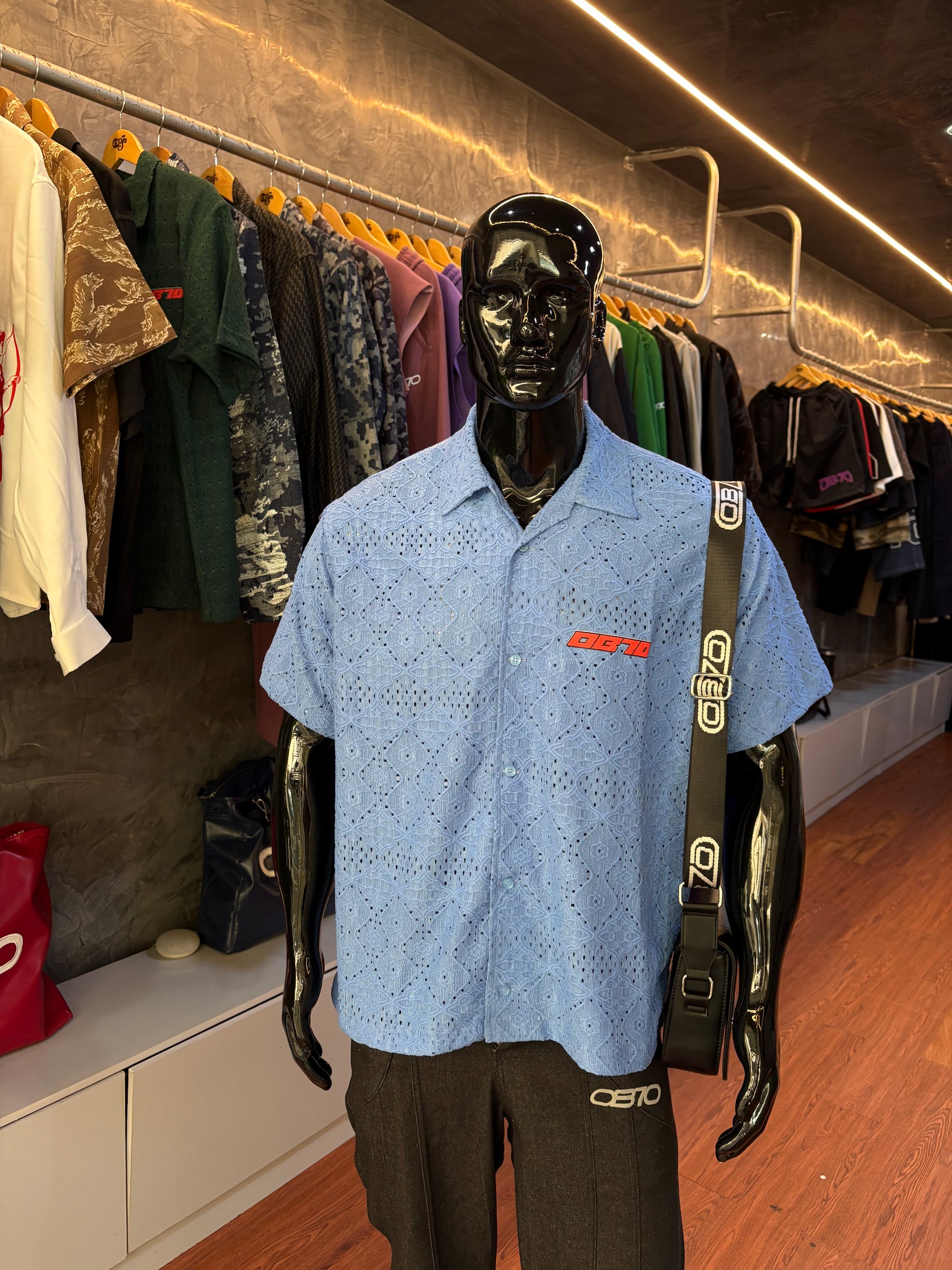 Lace Boxy Shirt (Blue)