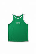 Green tank top with white trim and OB70 logo on a light gray background