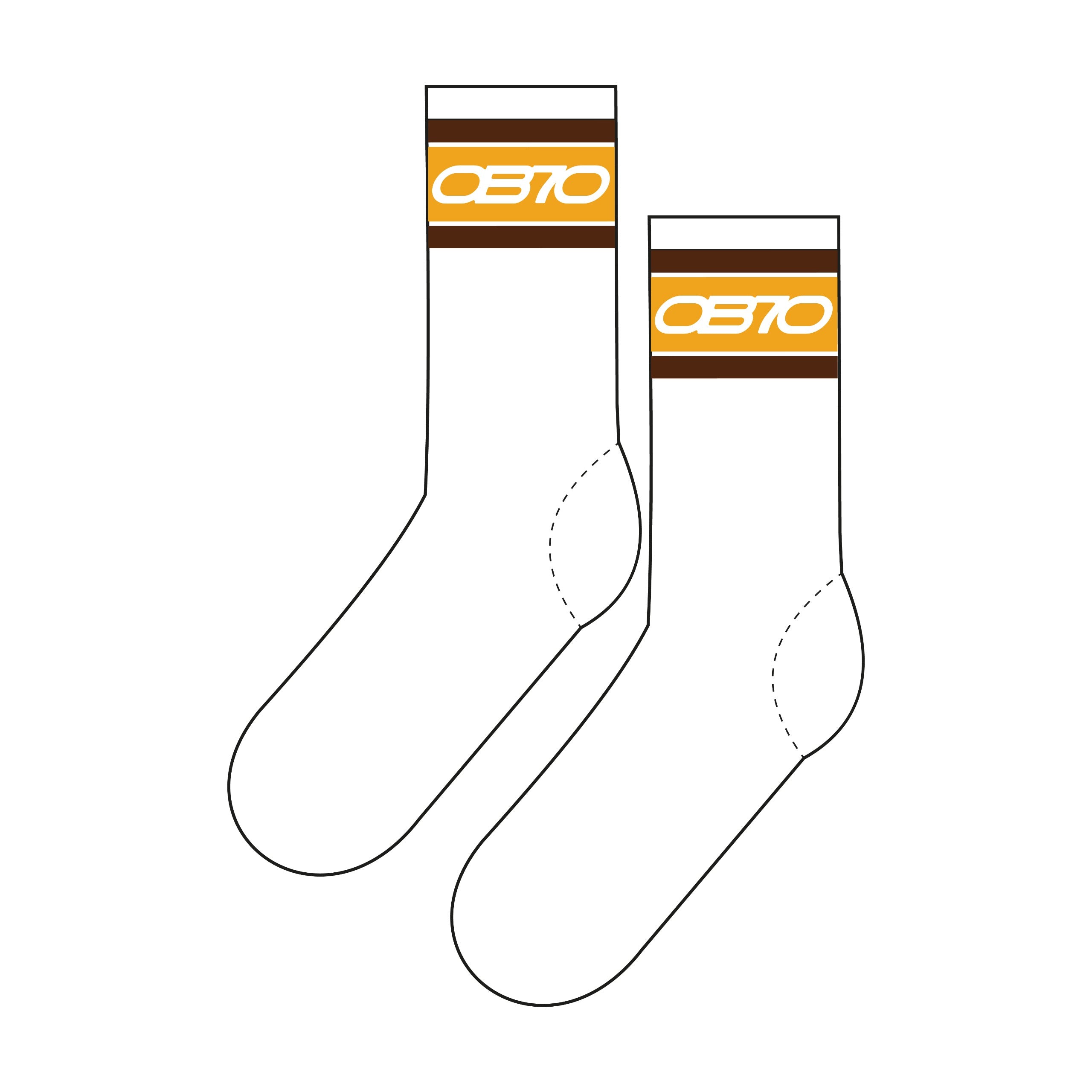 Two socks with a logo on a white background