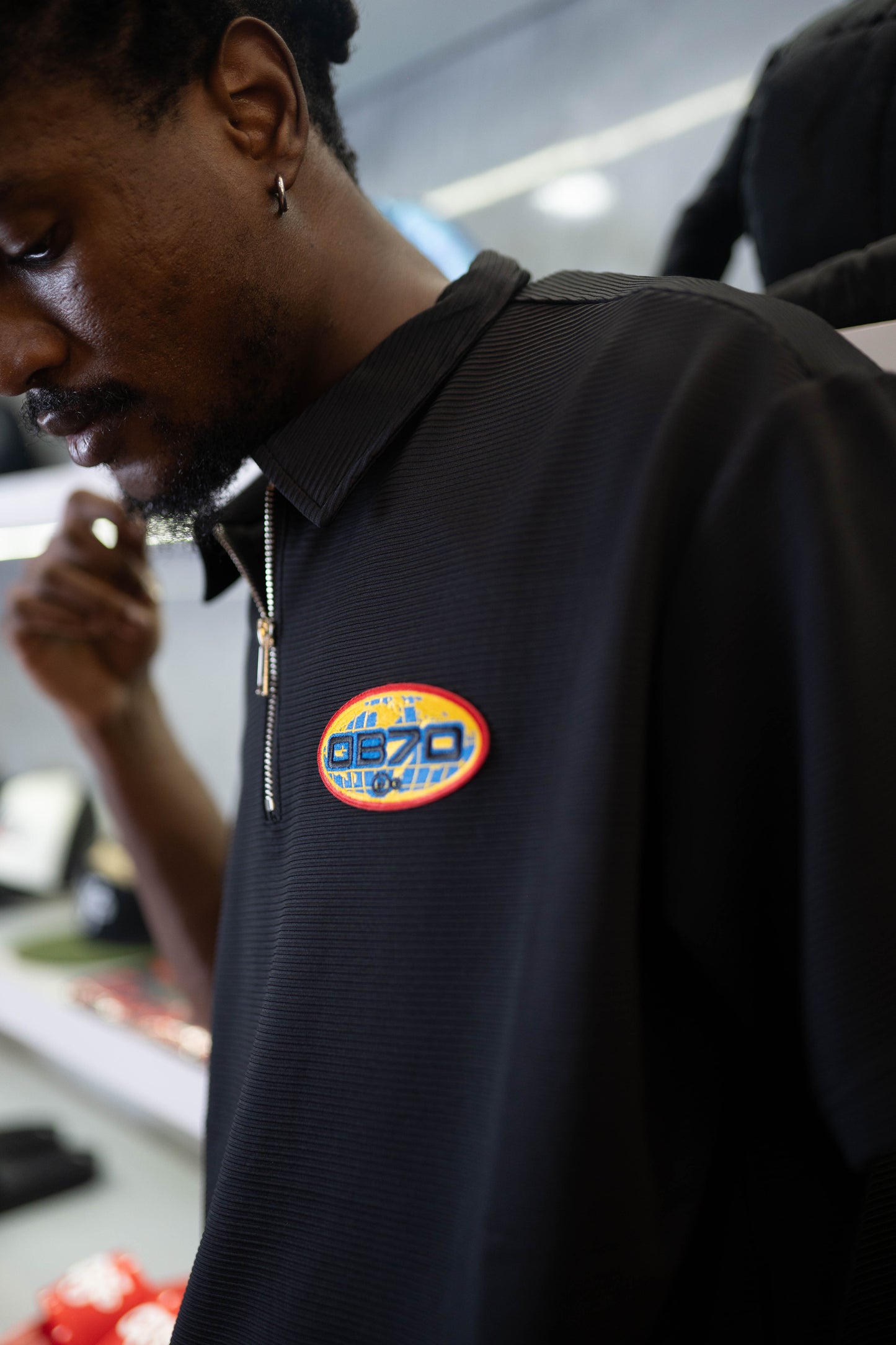 Globe Logo Textured Polo [Black]